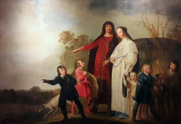 Familienporträt in einer Landschaft
